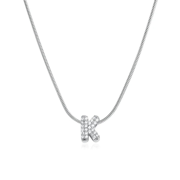 Fashion Tiny CZ Zircon Initial Alphabet Pendant Neckalce Gold Plated Stainless Steel A-Z Letter Necklaces Birthday Gifts Jewelry PlatiNum