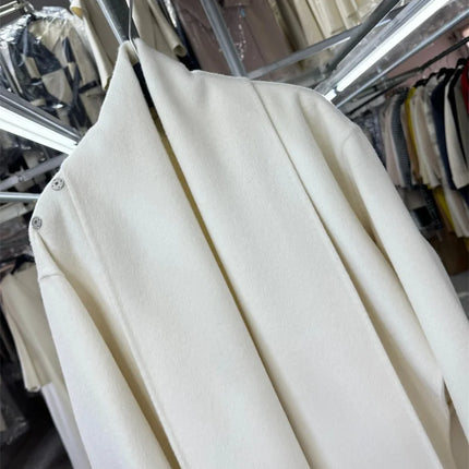 Newest Luxury Coffee Scarf Collar Wool Coat Women Loose Elegant Ladies Autumn Winter Jacket Causal Handmade Women's Jacket2025