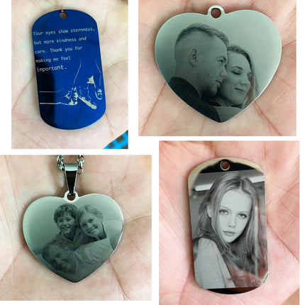 Custom Pictures Photo Necklace for Women Stainless Steel Engrave Family Name Plate Neck Pendant Dog ID name Tag Gifts Punk Rock PlatiNum