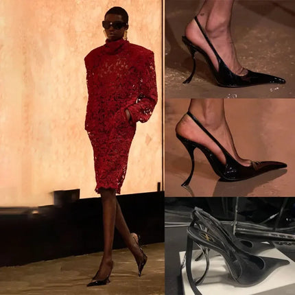New Fashion Pointed High-heel 10.5 cm Women's Sandals Summer Women Shoes Sandalias De Mujer Shoes for Women Size 34-43 PlatiNum