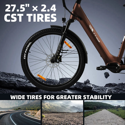 Bicicletta Elettrica TTGO Z3 27.5x2.4 " con Motore da 250W, Batteria 48V15AH, Freni a Disco Idraulici, E-Bike per Adulti, MTB Elettrica da Città