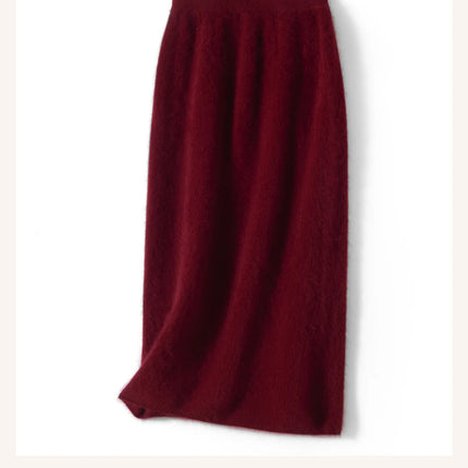 Autumn Winter Knitted Woolen High Waist Slim Fit Half-length Skirt Women's Mid-length Wrap Bodycon Skirt Elegant Commute Style PlatiNum