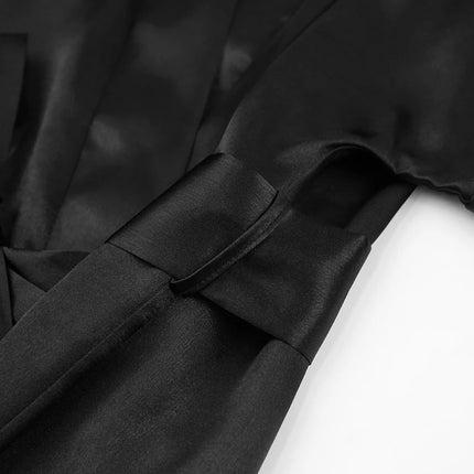 Accappatoi di piume Mini abito sexy in raso a maniche lunghe Vestaglia allentata per le donne Abito da sposa bianco Abiti da sposa neri
