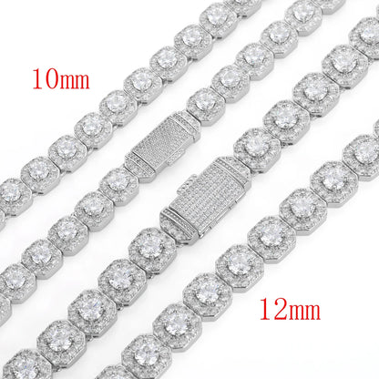 NY 10/12mm Disponibile Catena di zucchero di roccia AAAAA Cubic Zirconia Collana di gioielli stile Hip Hop per uomo e donna