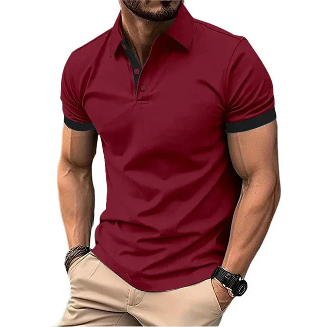 Polo da uomo manica corta Casual Slim Fit Color Blocking t-Shirt stile inglese Streetwear Polo per moda uomo