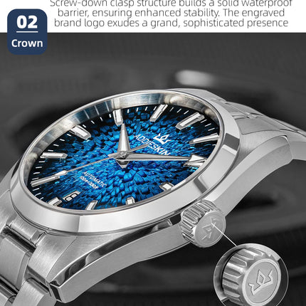 AddiesKin Men Automatic Watch Miyota 9015 Sapphire Crystal 100M Waterproof Luminous Stainless Steel Luxury Wristwatch