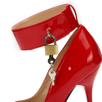 Scarpe décolleté sexy con tacco alto Scarpe da donna con cinturino alla caviglia Chiave Dec Designer di lusso con punta a punta Scarpe con tacco a spillo da donna nere rosse