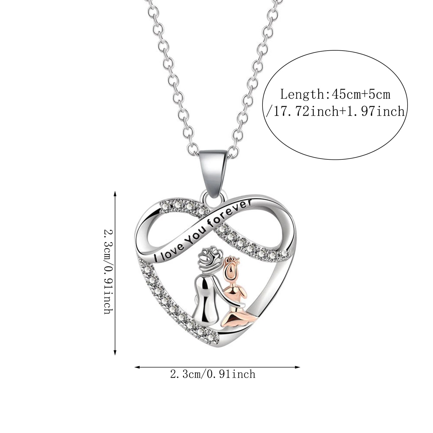 Collana con amore infinito per zia e nipote, zirconi intarsiati in rame, regalo di compleanno della presaglia, regalo di laurea, qualsiasi regalo di festa