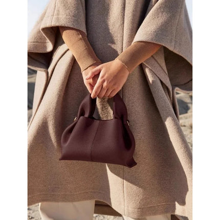 Borsa a Tracolla Cloud Dumpling da Donna, Borsa a Spalla Minimalista di Lusso in Vera Pelle Composita di Vacchetta, Piccola Dimensione