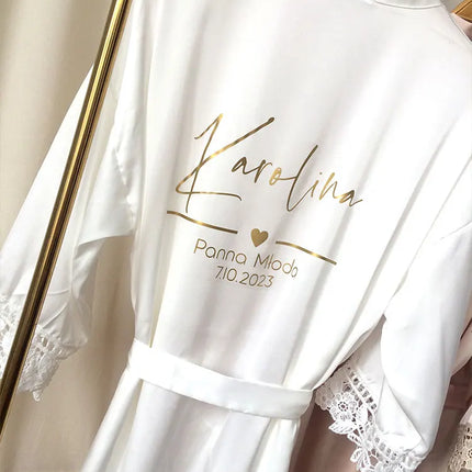 Indumenti da notte estivi personalizzati in pizzo Sposa e damigella d'onore Abito da sposa Abito personalizzato Champagne Kimono Accappatoio in seta Abito da notte in raso