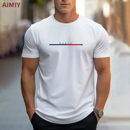 T-shirt da uomo casual sportiva oversize ampia più abbigliamento con stampa Milano comoda maglietta da shopping girocollo a maniche corte