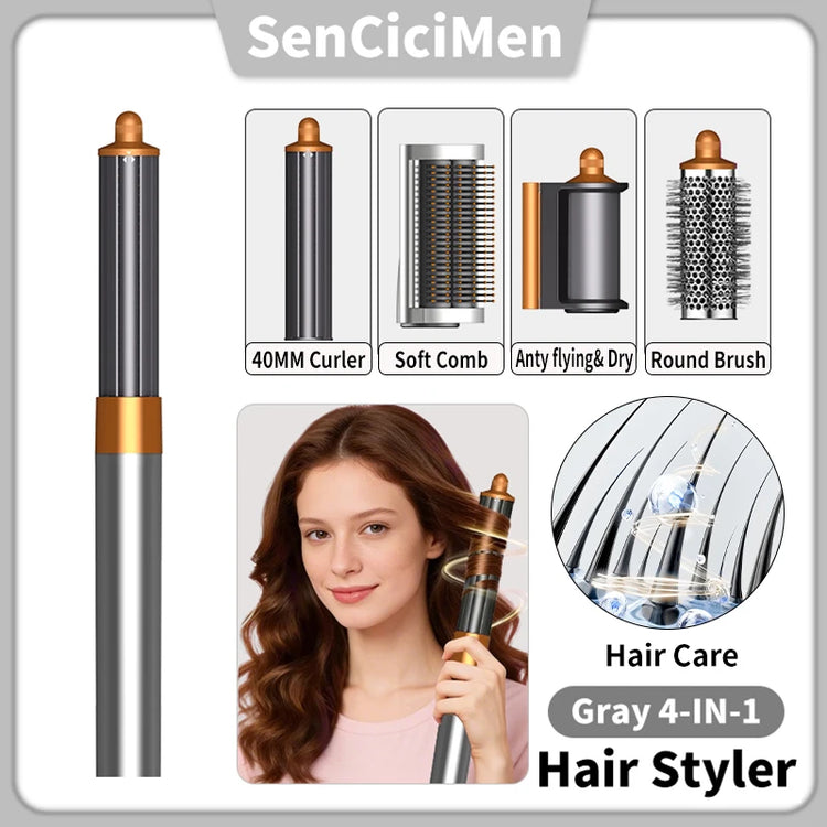 SenCiciMen Hair Dryer Brush 6 in 1 Hair Styler Negative Ion Blow Dryer Brush Set - 110,000 RPM High - Speed Hot Air Brush Air Styler Curling Wrap Air Curler,Curling Iron Hair Styling Tool for Straight Curl Drying Smoothing Gi