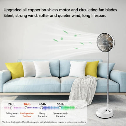Ventilatore Portatile Oscillante da Terra HOMEFISH con Telecomando, Pieghevole, Ricaricabile a Batteria, per Campeggio