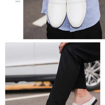 Mezze mocassini da uomo in pelle estiva pantofole mocassino Slides muli traspiranti per uomo Outdoor leggero Casual mezze scarpe 2023