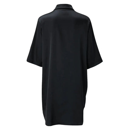 Camicia da Notte Elegante in Raso per Donna, Abito con Bottoni e Colletto, Tessuto Traspirante, Texture Liscia e Affascinante