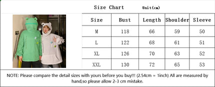 Y2K Autumn Winter Unisex Cartoon Frog Fleece Hoodies Loverly Zipper Loose Warm Sweatshirt Full Sleeve Harajuku Hooded Jackets