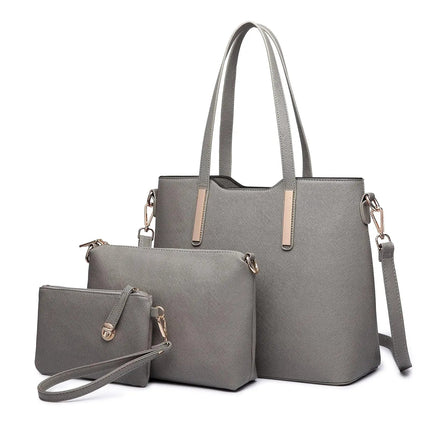 Miss Lulu WOMEN'S Shoulder bag Set 3 Piece Large Handle bag Carry bag Tote Bag Women handbag Comfortable PlatiNum