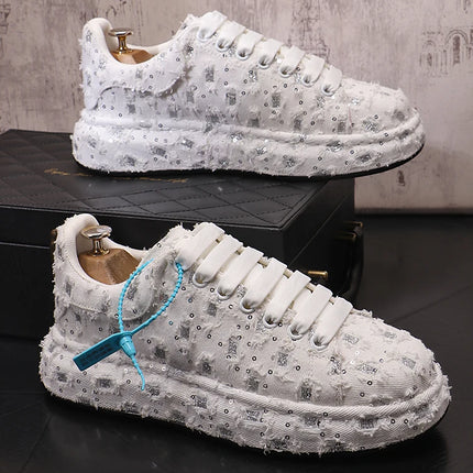 New Fashion Men Embroidery Canvas glitter Loafers Mens Casual Oxford Shoes Wedding Groom Driving Homecoming Business Footwear