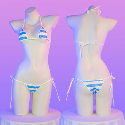 Set bikini in pelle con stampa a strisce classiche Nuovo costume da bagno sexy con fasciatura Costumi da bagno donna Costumi da bagno estivi Costume da bagno taglio alto platinumshop