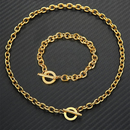 Set di gioielli con ginocchiera in acciaio inossidabile di nuovo stile per uomo e donna, set di bracciali e collane con catena a maglie platinumshop