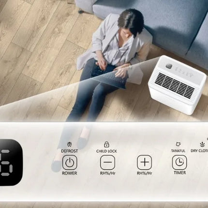 LOEFME Deumidificatore Elettrico Sbrinamento 24H Timer Smart Home Camera Da Letto Seminterrato Automatico 16L/24H 2L Serbatoio Acqua con Ruote Tubi