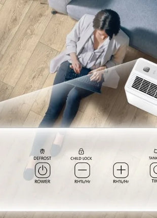 LOEFME Deumidificatore Elettrico Sbrinamento 24H Timer Smart Home Camera Da Letto Seminterrato Automatico 16L/24H 2L Serbatoio Acqua con Ruote Tubi
