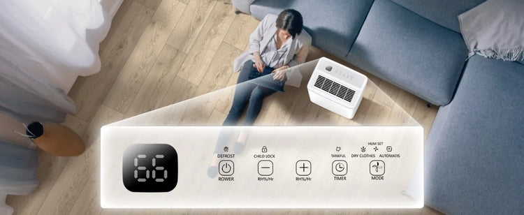LOEFME Deumidificatore Elettrico Sbrinamento 24H Timer Smart Home Camera Da Letto Seminterrato Automatico 16L/24H 2L Serbatoio Acqua con Ruote Tubi