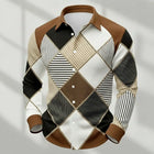 Men's Retro Patchwork Plaid Long-Sleeve Shirt, Casual Button-Down Top, Stylish Daily Office/Streetwear Shirt