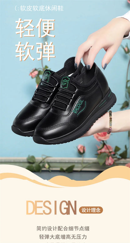 New Spring Fashion Versatile Non Slip Women's Comfort Breathable Sneakers Mother Soft Leather Soft Sole Causal Shoes