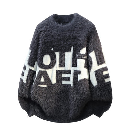 2026 Winter Fashion Sweater Men Casual Knit Pullovers Mens Thick Warm letter pattern Sweaters Men's Daily Warm sweaters male
