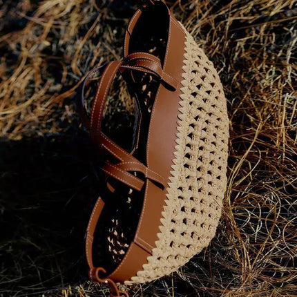 Retro Artistic Fashion Versatile Casual Tote Bag Single Shoulder Bag Large Capacity Woven Grass Big Bag