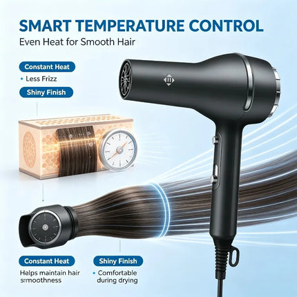 Professional 3000W Hair Dryer AC100-240V Constant Temperature Cold Air Blow Dryer With 2 Concentrator Nozzles Salon Home Hair Styling Tool