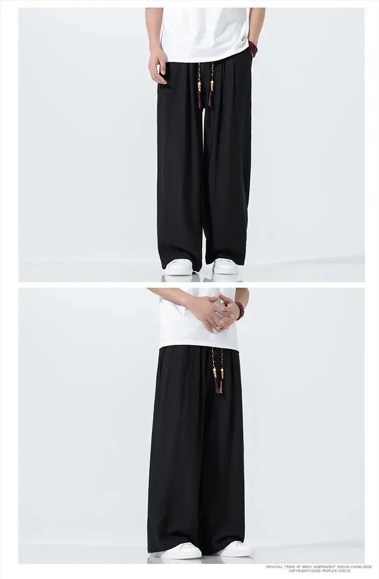 Pantaloni da Uomo a Gamba Dritta Estivi in Seta Ghiacciata, Pantaloni a Gamba Larga Freschi, Nuovi Arrivi di Tendenza, Traspiranti, Stile Cinese, Casual