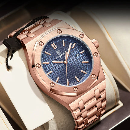 Customized Watch PAAZOMU Business Man Wristwatch Waterproof Luminous Date Men Watch Stainless Steel Quartz Watches For Men Reloj