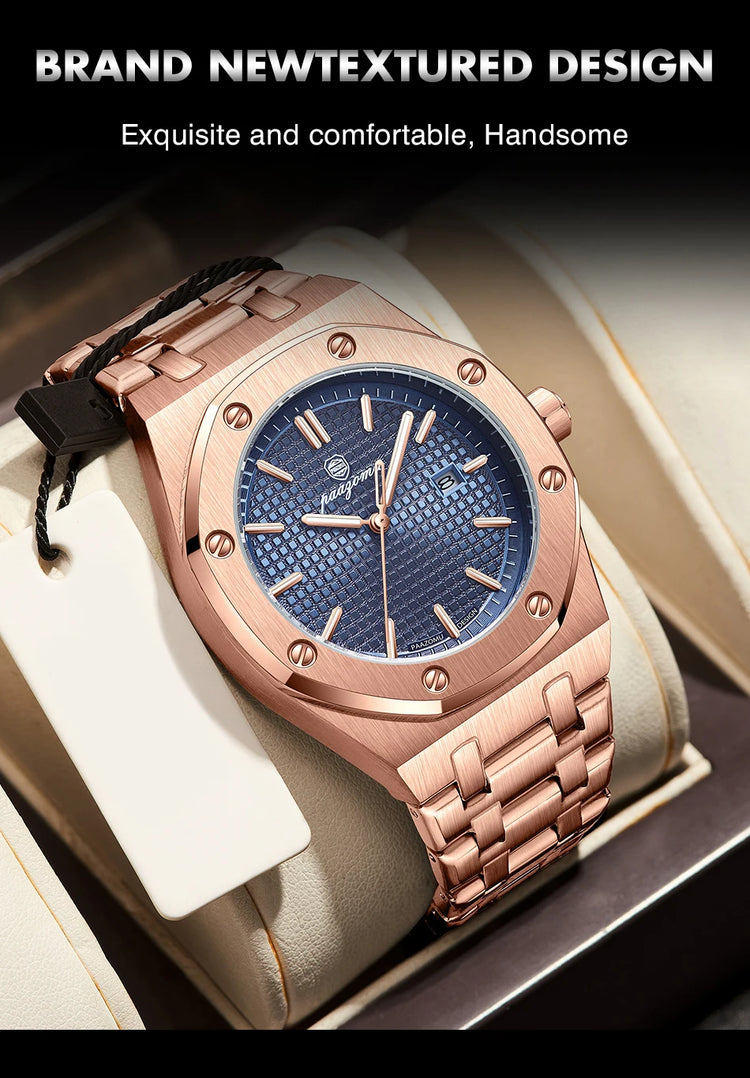 Customized Watch PAAZOMU Business Man Wristwatch Waterproof Luminous Date Men Watch Stainless Steel Quartz Watches For Men Reloj