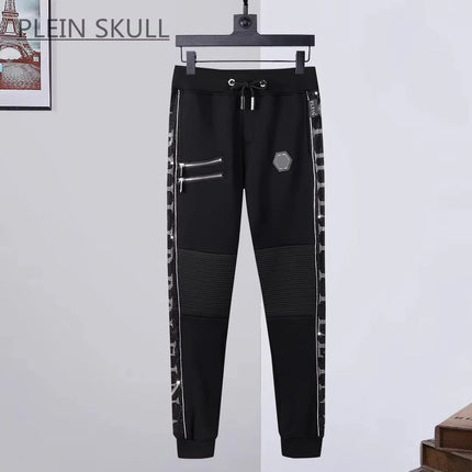 Plein Skull Light Luxury Fashion Brand Men's Pure Cotton Two-Piece Set Punk Spring and Autumn Hip-Hop Party Set Outdoor Sports
