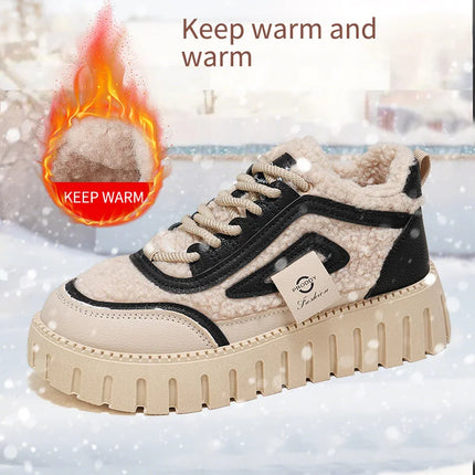 Women's Winter Short Boots 2026 New Style Warmth Sports Cotton Shoes Thickened Fleece Lined High-Top Snow Boots