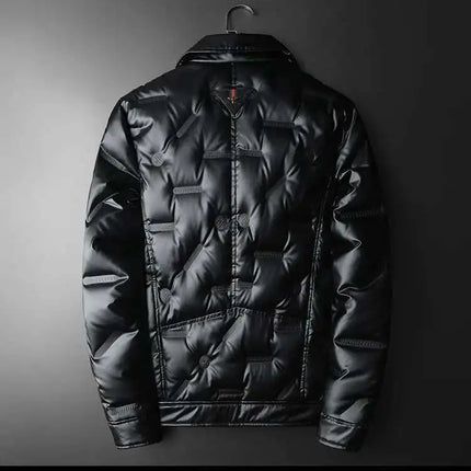 2022 Motorcycle Zipper Duck Down Jacket Men High Quality 90% White Duck Down Coat Lapel Vintage Black Down Jacket Men Clothing