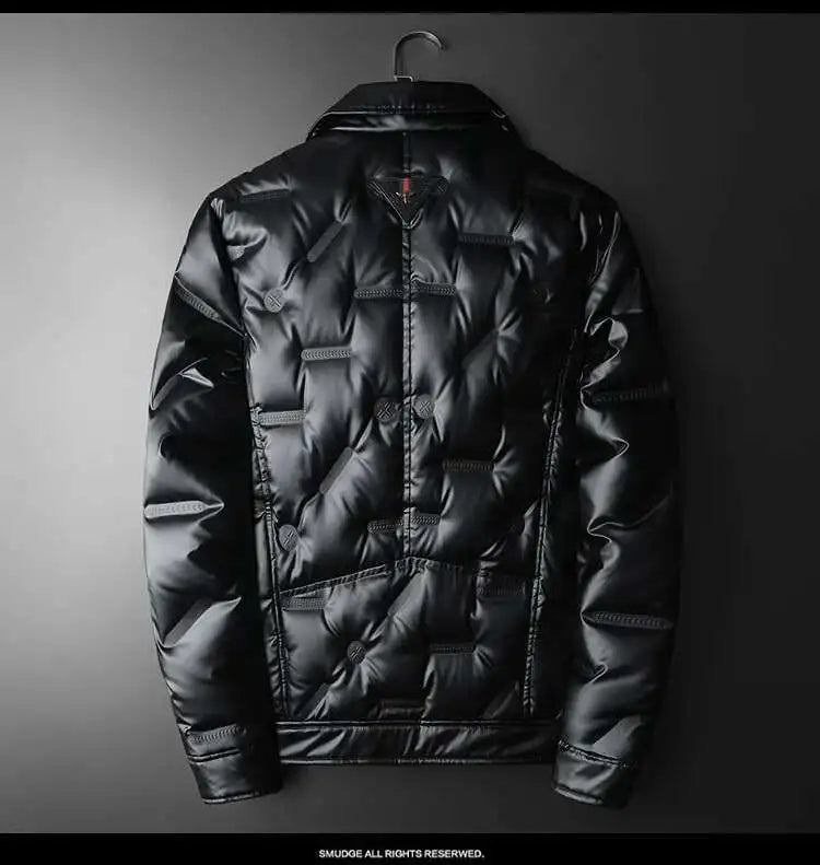 2022 Motorcycle Zipper Duck Down Jacket Men High Quality 90% White Duck Down Coat Lapel Vintage Black Down Jacket Men Clothing
