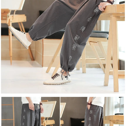 2024 autunno stile cinese pantaloni Casual alla moda moda Versatile High Street Sports Harun Pants Hombre collant larghi a gamba larga