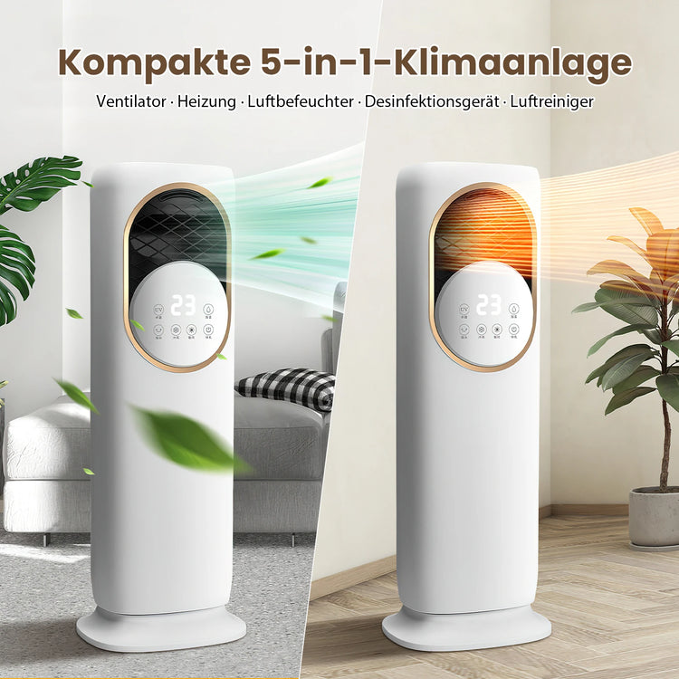 5‑in‑1 Tower Heating and Cooling Fan, Ptc Ceramic Fast Heating, Ultrasonic Nano Humidification, Uv Sterilization, 180 ° ‑Wide‑Angle‑Airflow for Home