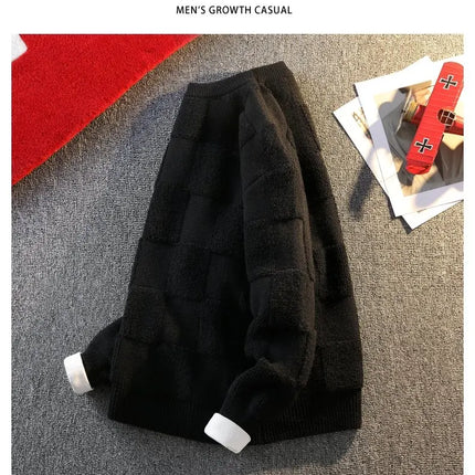 Warm Knit Sweater Autumn Winter Brand Clothing Mens Women Knitting Sweater Loose Fashion Plaid Male Long Sleeve Knitted Pullover