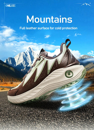 ONEMIX Scarpe da trail running da uomo Scarpe da ginnastica in pelle antiscivolo indossabili Supporto stabile Scarpe sportive fuoristrada Scarpe da ginnastica da passeggio all'aperto PlatiNum