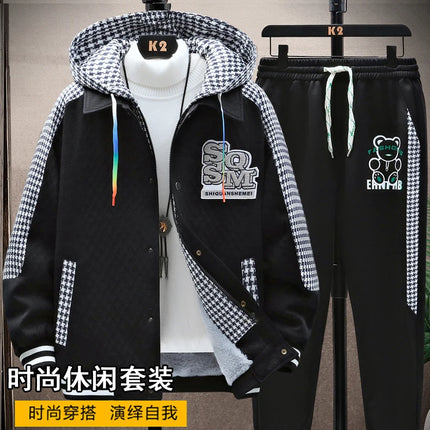 Winter Men's Sets Tracksuit Men Wool Hooded Sweatshirt Thicken Warm Sportswear Male Casual Suit Two Piece Sets