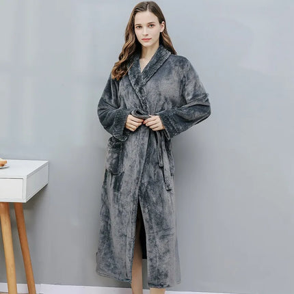 Donna Autunno e Inverno Caldo Lungo Velluto Corallo Spessore Coppia Accappatoi Da Bagno Uomo Donna Pigiama Doccia Accappatoio Asciugamani Da Bagno Per Adulti