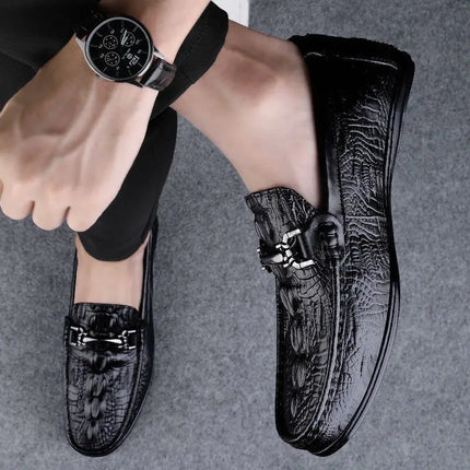 Nuove Scarpe Casual da Uomo con Suola Morbida, Modello Alligatore, Scarpe Formali da Lavoro, Punta Rotonda, Suola in Gomma