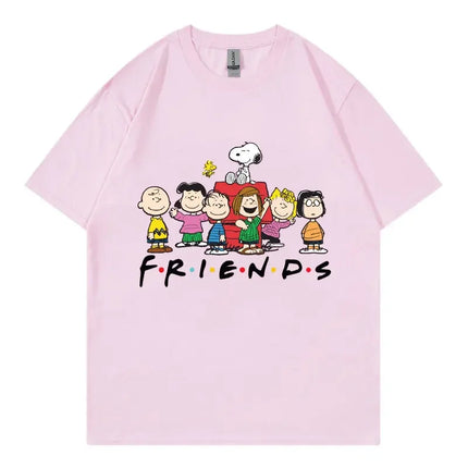 Snoopy Friends Cartoon Anime T-shirt da donna estiva manica corta 100% cotone da uomo T-shirt Top 2025 nuova moda coppia abbigliamento