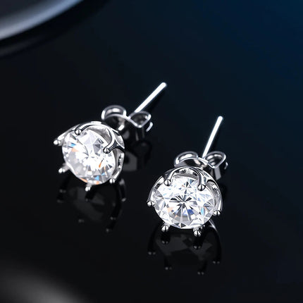100% Real Sterling Silver S925 Moissanite Earrings Stud  With 2 Certificate D VVS1 Pass Diamond Test Pen For Women Men Jewelry PlatiNum