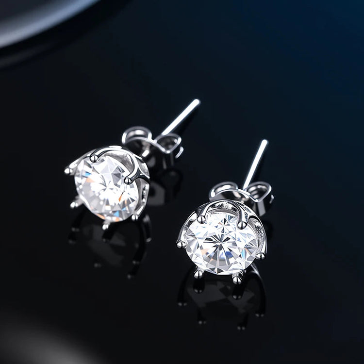 100% Real Sterling Silver S925 Moissanite Earrings Stud  With 2 Certificate D VVS1 Pass Diamond Test Pen For Women Men Jewelry PlatiNum