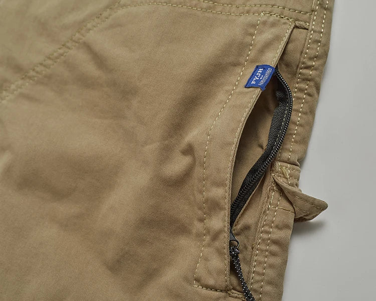 Autumn New American Retro Woven Cargo Pants Men's 97.5% Cotton Washed Elastic Waist Drawstring Loose Casual Anke-tied Trousers